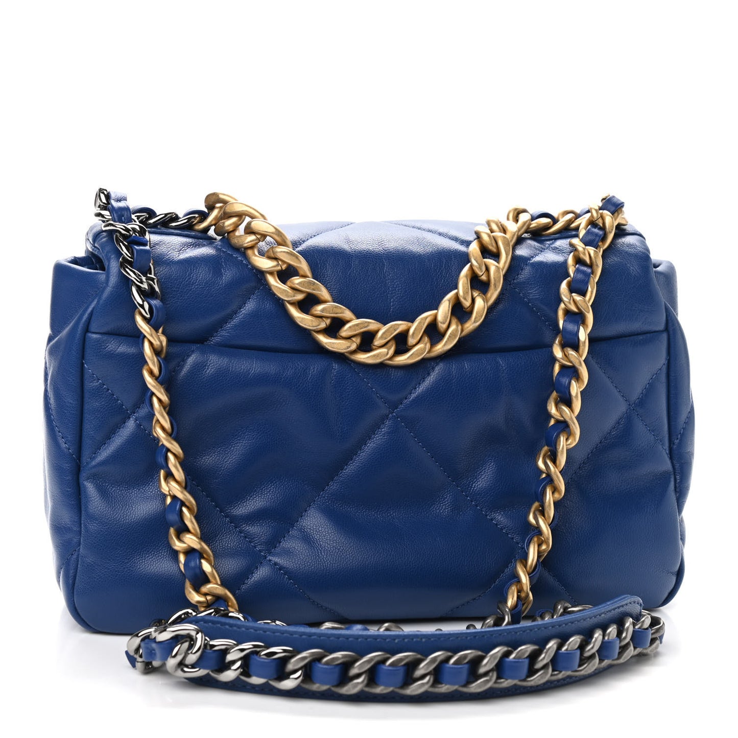 Goatskin Quilted Medium Chanel 19 Flap Dark Blue