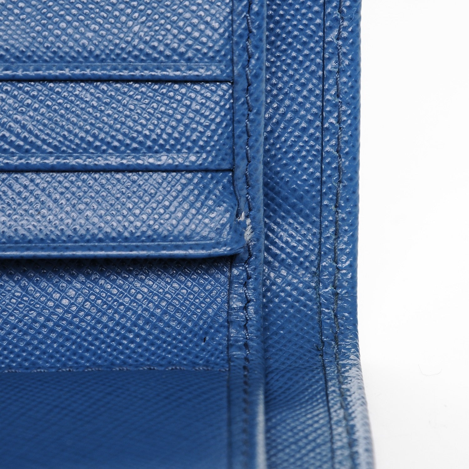 Prada Saffiano Metal Tri-Fold Compact Wallet Cobalto 7 of 7