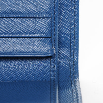 Prada Saffiano Metal Tri-Fold Compact Wallet Cobalto 7 of 7
