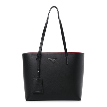 Prada Saffiano Cuir Shopping Tote Black Fuoco 3 of 12