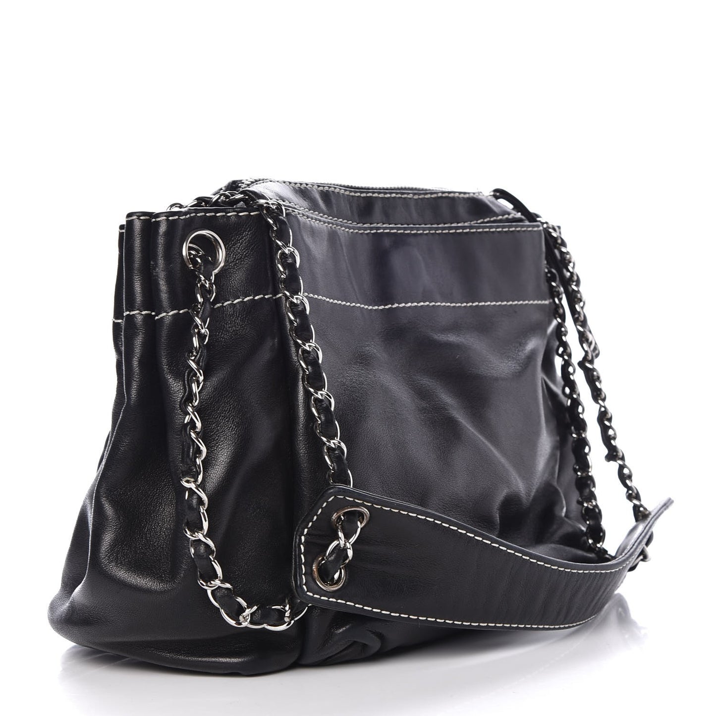 Lambskin Lax Accordion Hobo Black