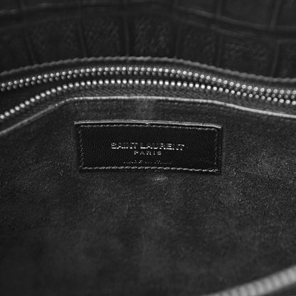 Saint Laurent Calfskin Crocodile Embossed Small Sac de Jour Black 6 of 10