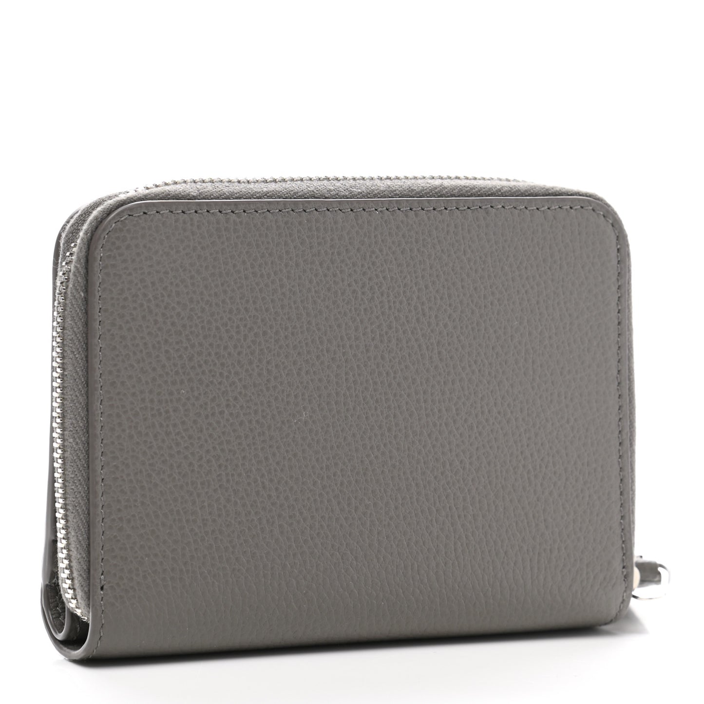 Grained Calfskin Rive Gauche Compact Zip Around Wallet Fog