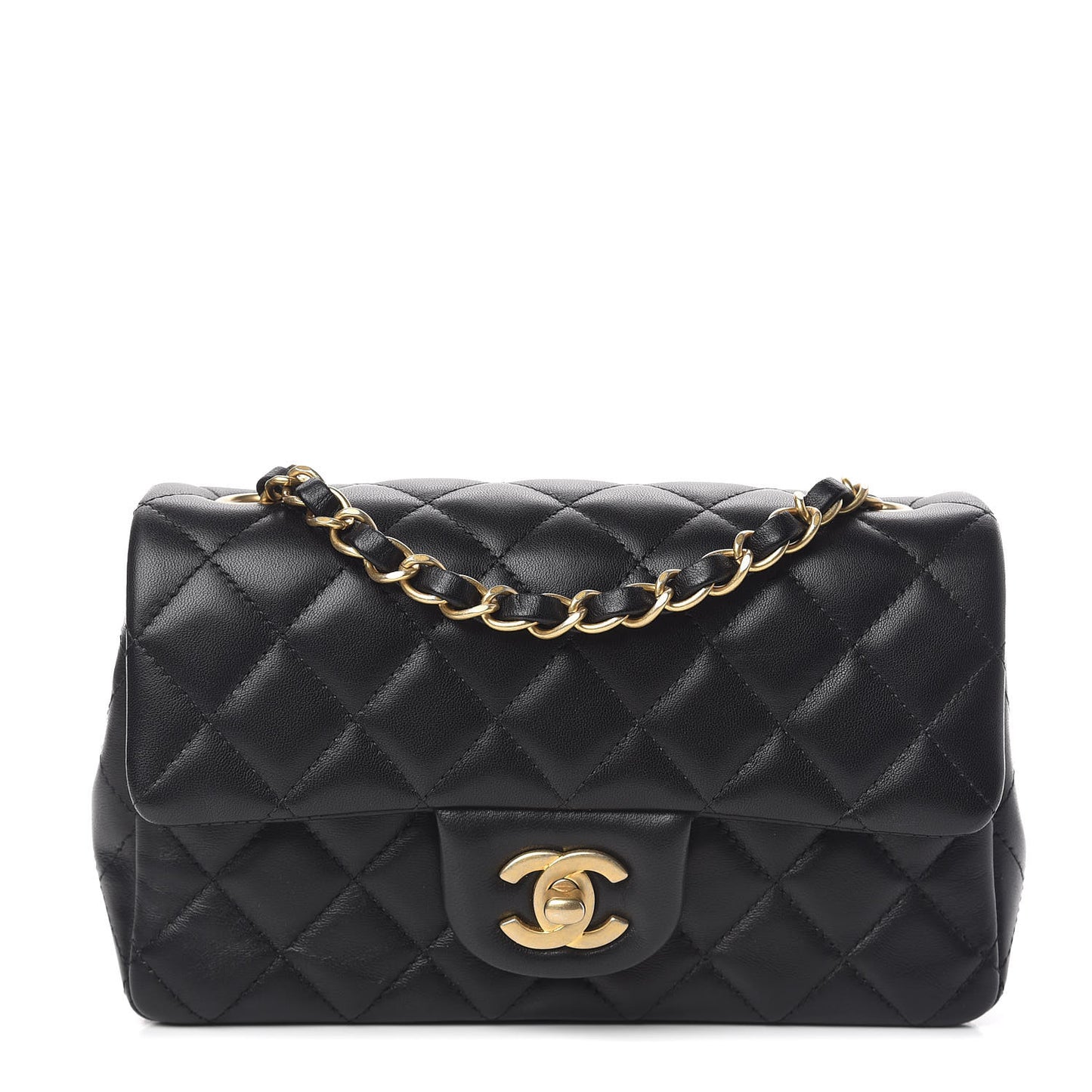 Lambskin Quilted Mini Rectangular Flap Black