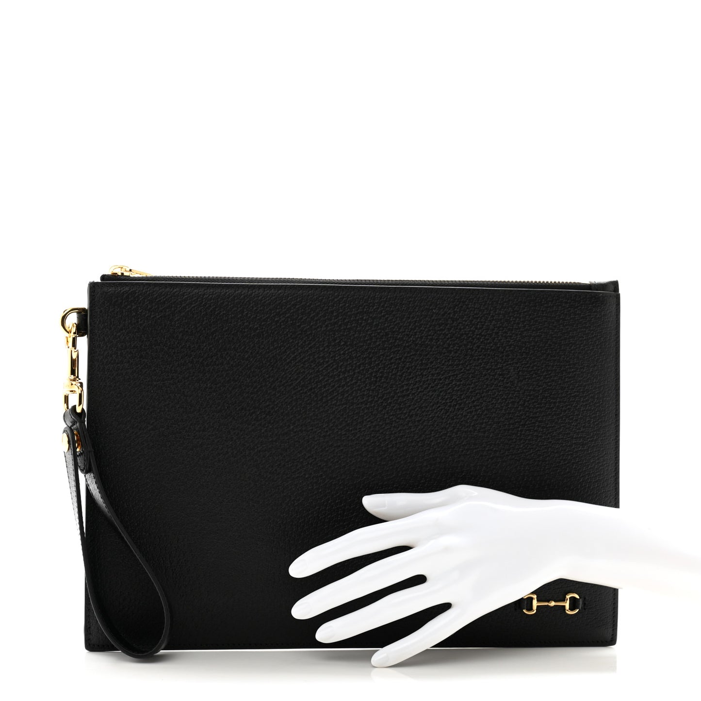 Calfskin Horsebit 1955 Wristlet Pouch Black