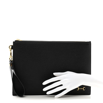 Gucci Calfskin Horsebit 1955 Wristlet Pouch Black 2 of 9