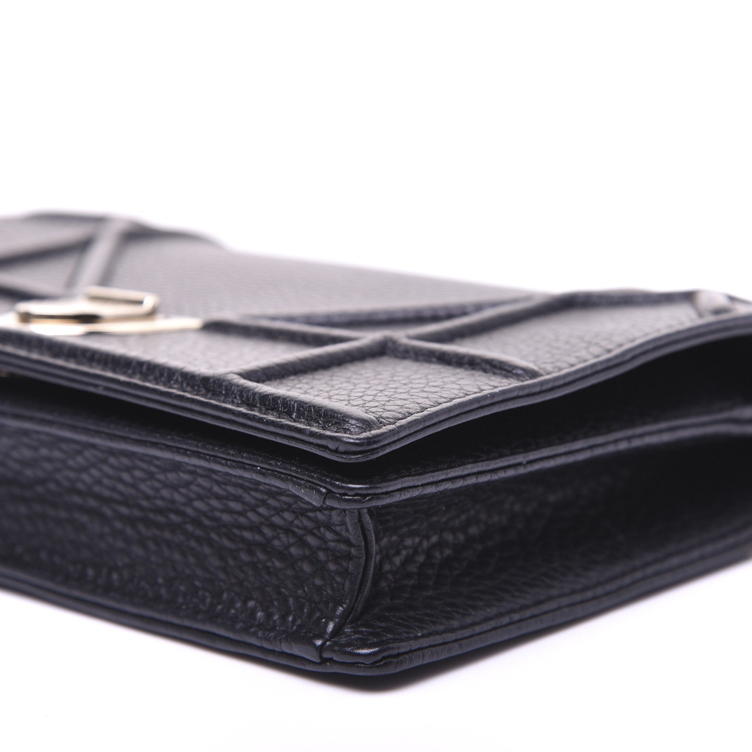 Christian Dior Grained Calfskin Diorama Wallet on Chain Pouch Black 7 of 14