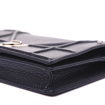 Christian Dior Grained Calfskin Diorama Wallet on Chain Pouch Black 7 of 14