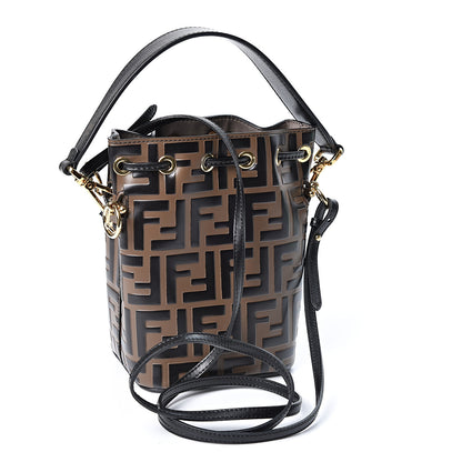 Fendi Vitello Liberty F is Fendi Bi-Color FF 1974 Embossed Mini Mon Tresor Bucket Bag Maya Black 2 of 10