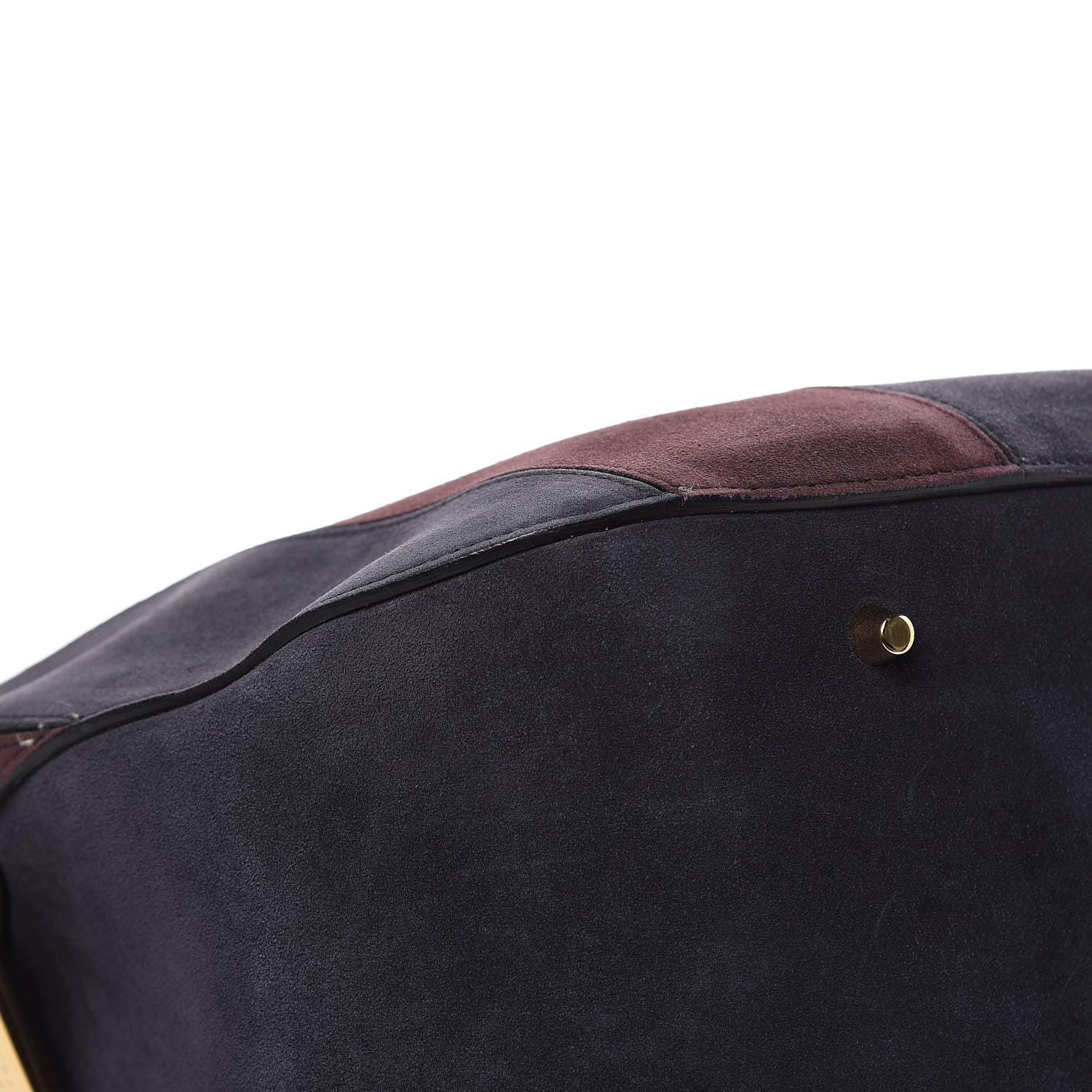 Burberry Suede Striped Large Orchard Bowling Bag Black Currant Plum 9 of 15