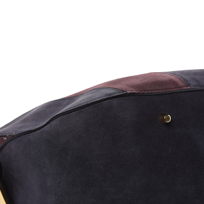 Burberry Suede Striped Large Orchard Bowling Bag Black Currant Plum 9 of 15