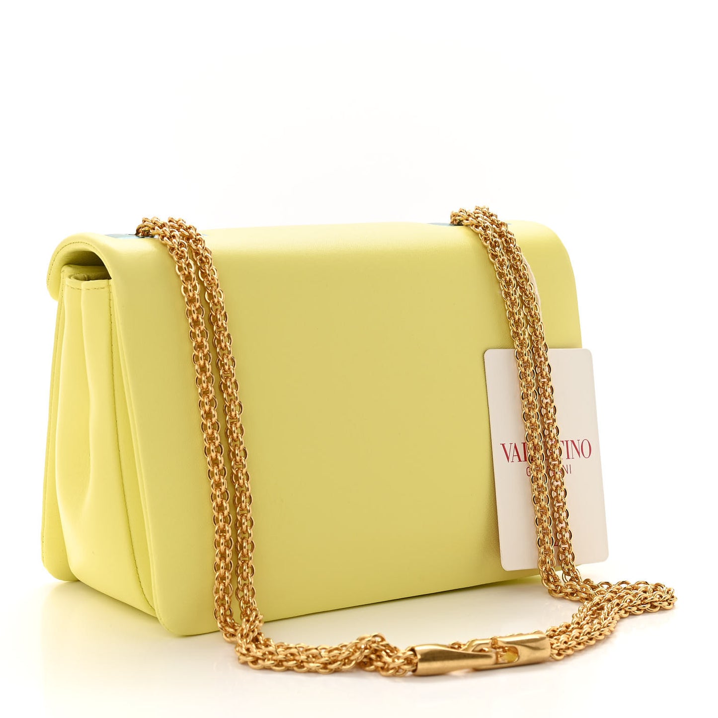 Nappa One Stud Chain Clutch Pale Yellow