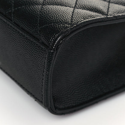 Saint Laurent Grain De Poudre Textured Mixed Matelasse Triquilt Medium Monogram Satchel Black 9 of 13
