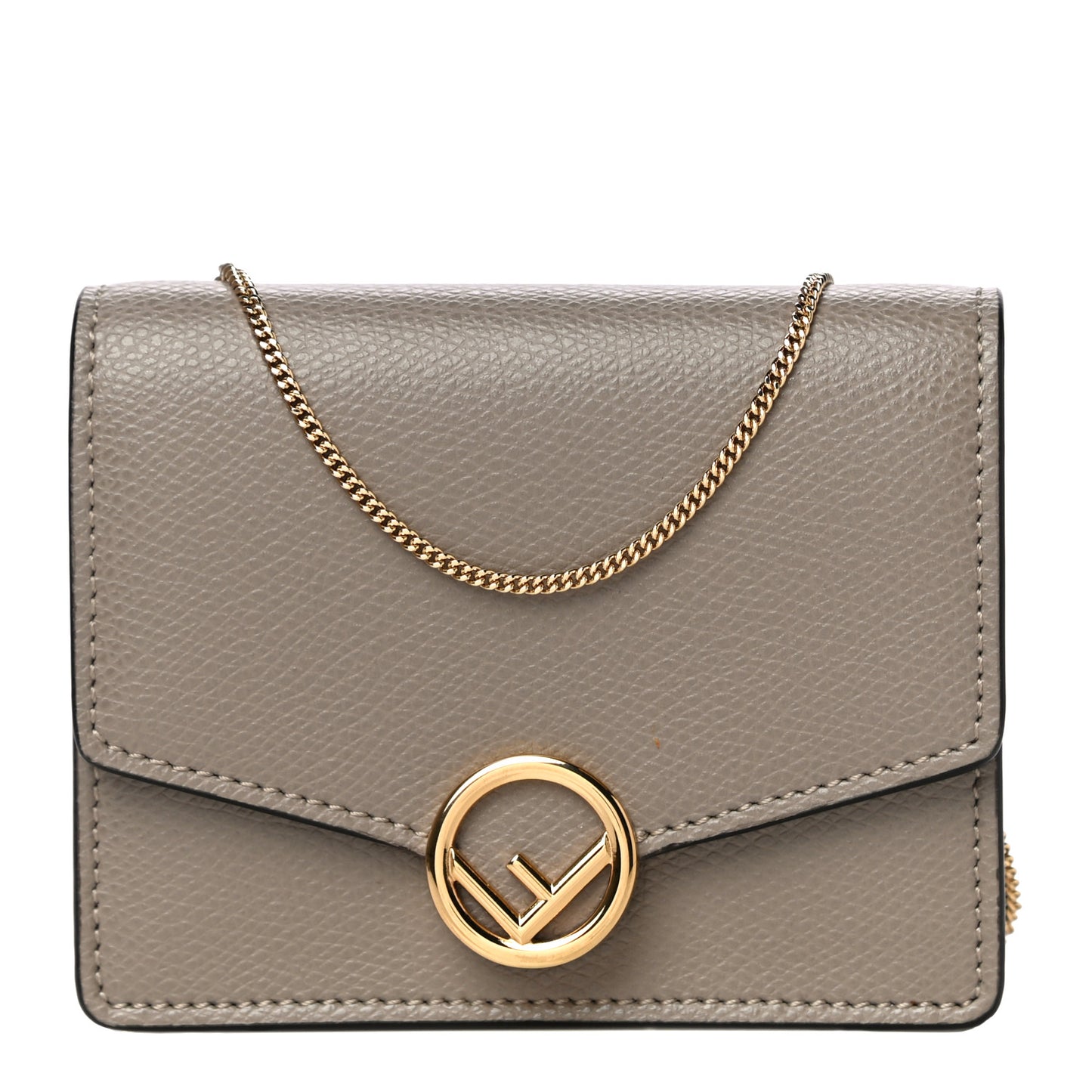 Vitello Cruise F is Fendi Geometric Flap Wallet on Chain Tortora