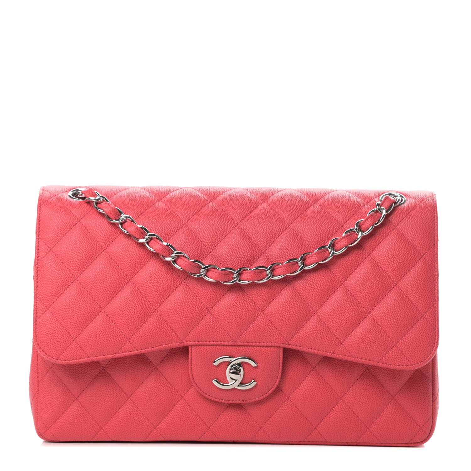 Chanel Caviar Quilted Jumbo Double Flap Dark Pink 1 of 11