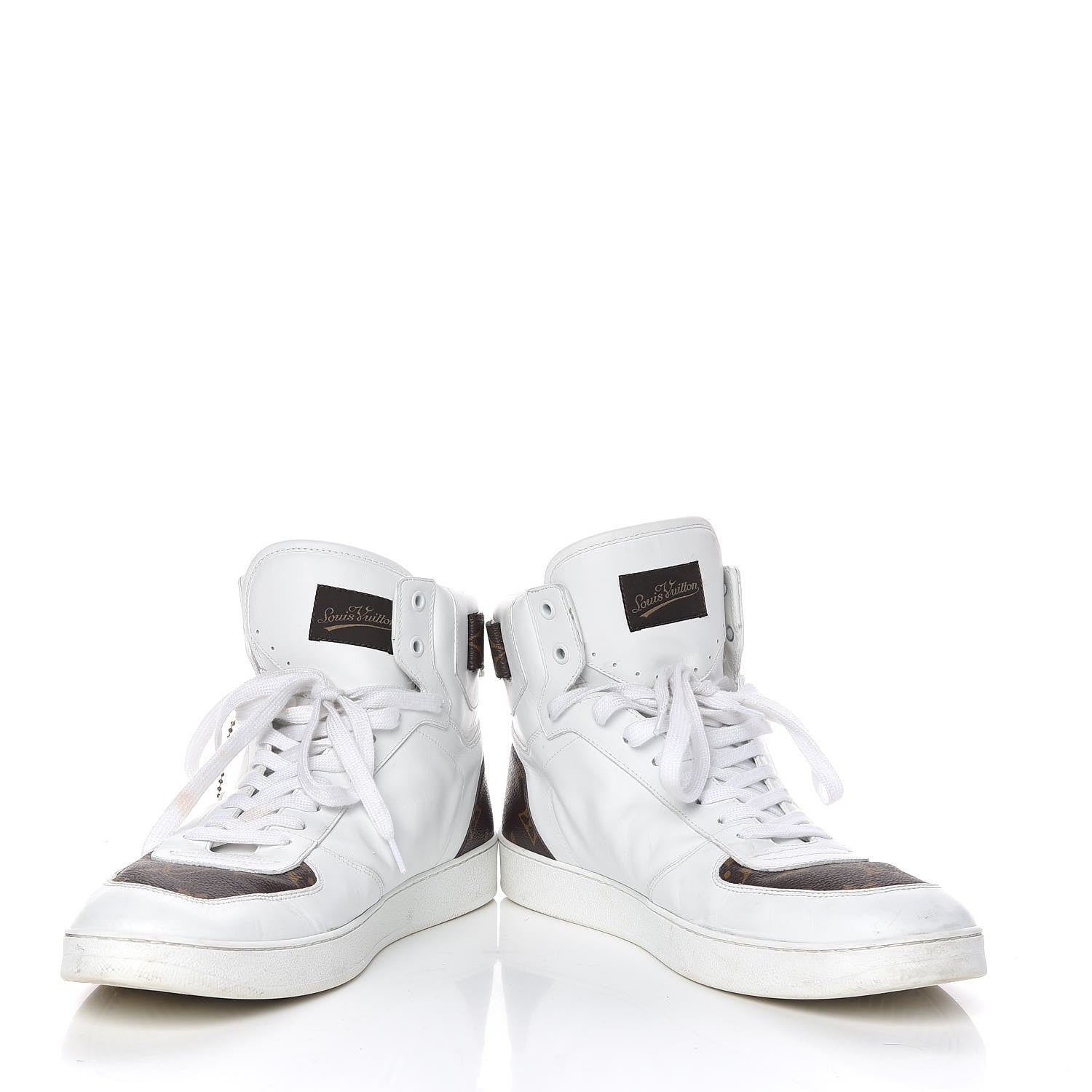 Louis Vuitton Calfskin Monogram Rivoli High Top Sneakers 10 White 5 of 22