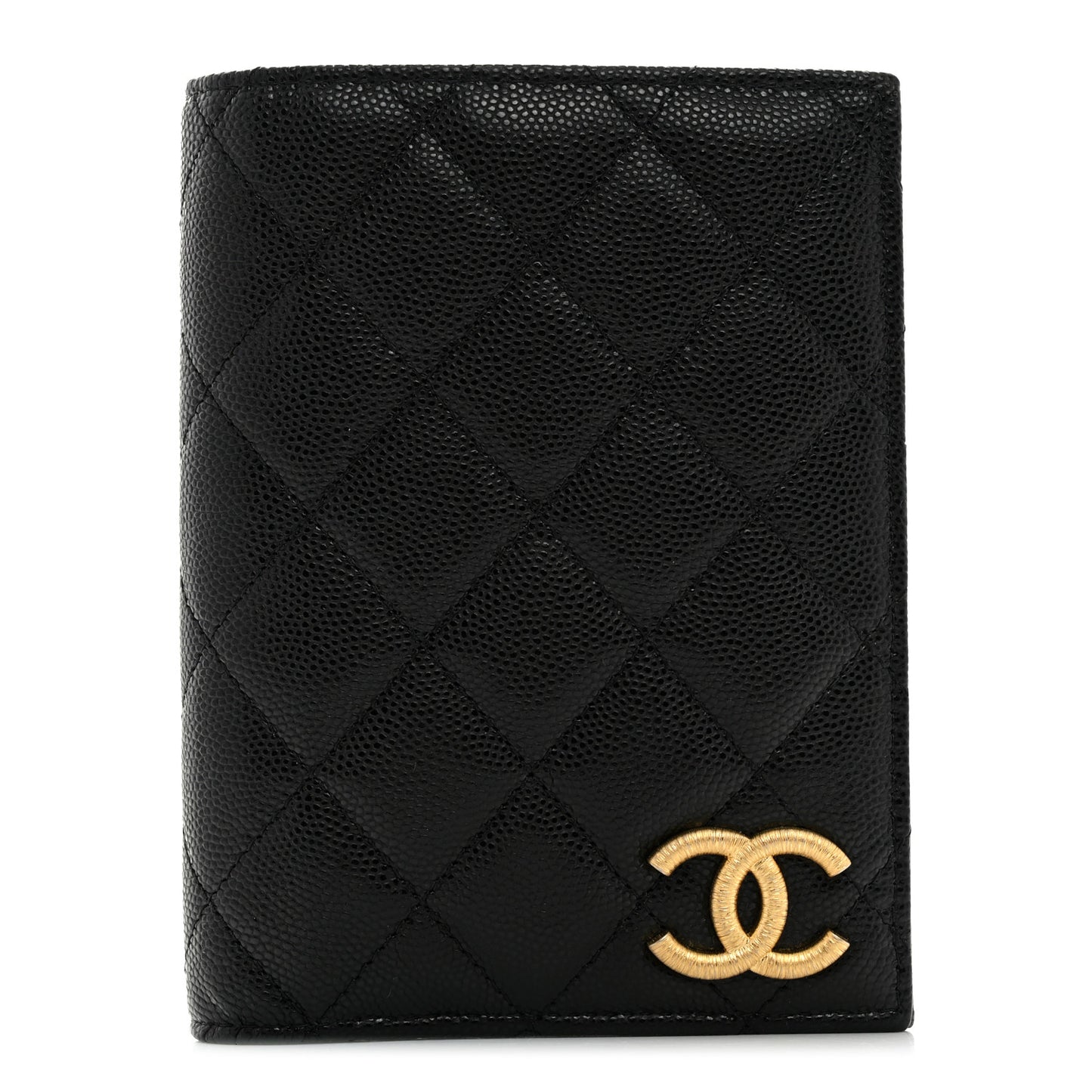 Caviar Quilted CC Passport Holder Black