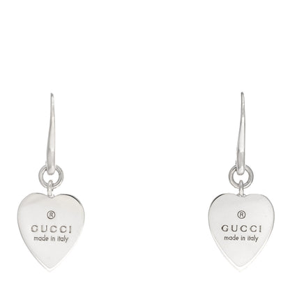 Gucci Sterling Silver Trademark Heart Drop Earrings 1 of 4