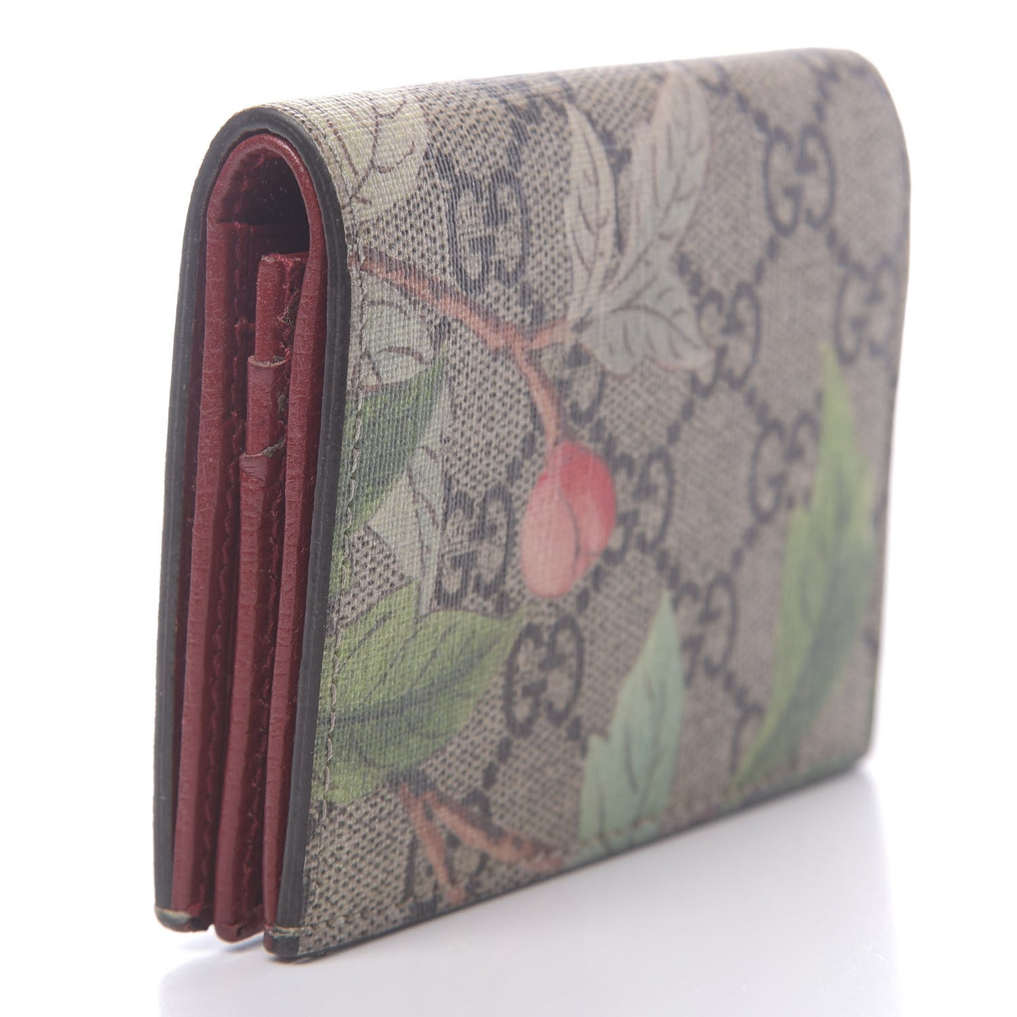 GG Supreme Monogram Tian Card Case Beige Multicolor Red