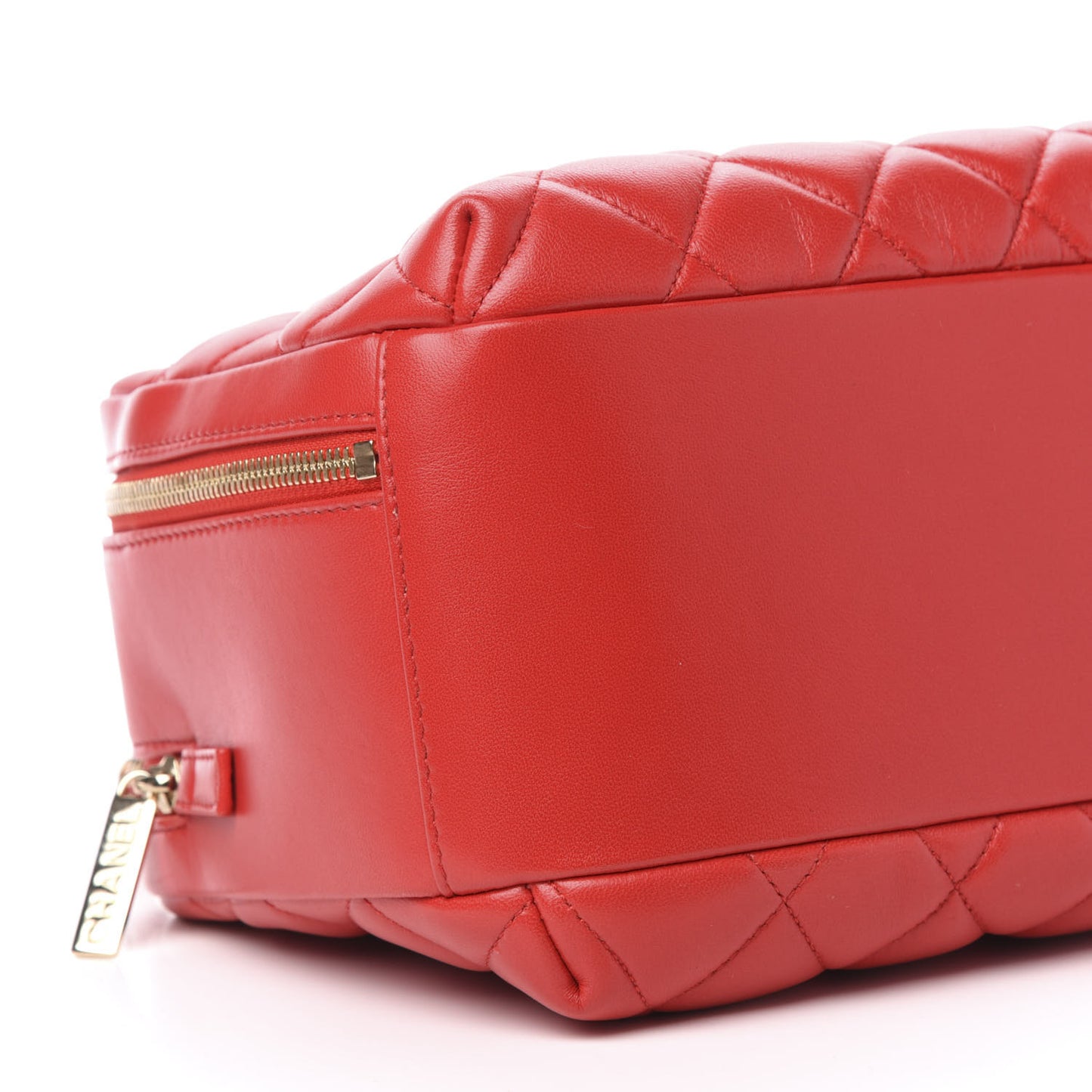 Lambskin Quilted Medium Trendy CC Bowling Bag Red