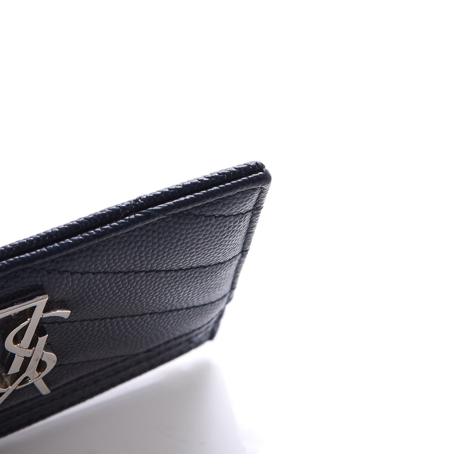 Grain De Poudre Matelasse Monogram Chevron Credit Card Case Deep Marine
