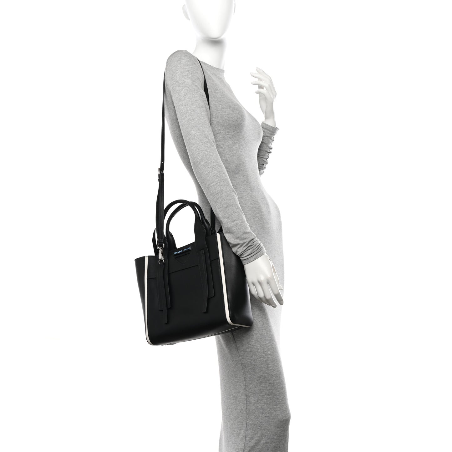 Grace Lux Light Small Ouverture Shoulder Bag Black White