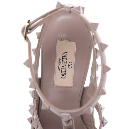 Valentino Garavani Calfskin Lacquered Monochrome Rockstud Ankle Strap 100mm Pumps 38 Poudre 7 of 9