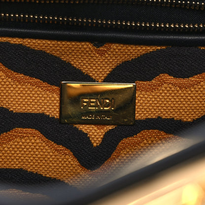 Fendi Vitello King Canvas Chinese New Year Tiger Embroidered Mini Peekaboo Iconic Satchel Black Dark Yellow 6 of 9