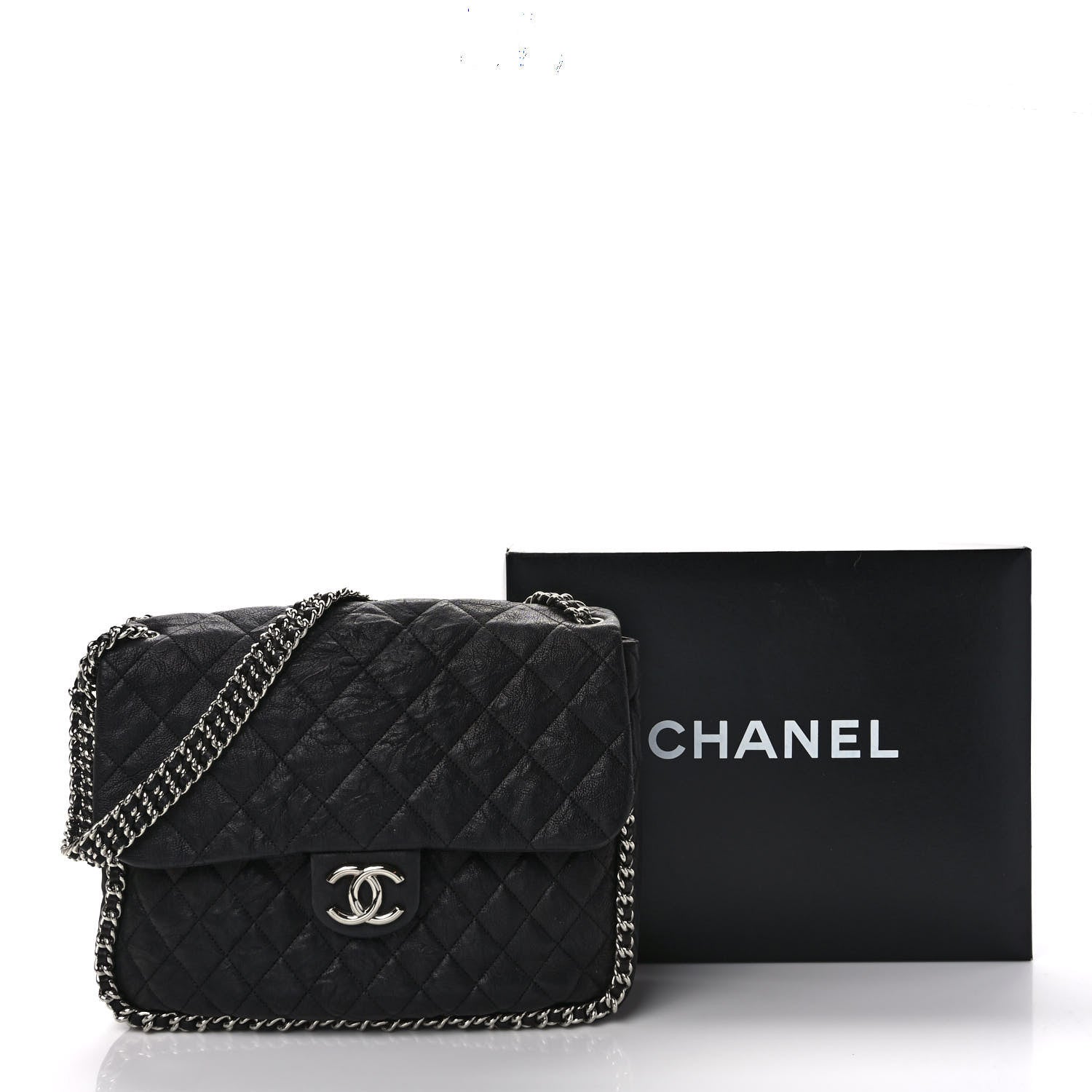 Chanel Washed Lambskin Quilted Maxi Chain Around Flap Black 9 of 9