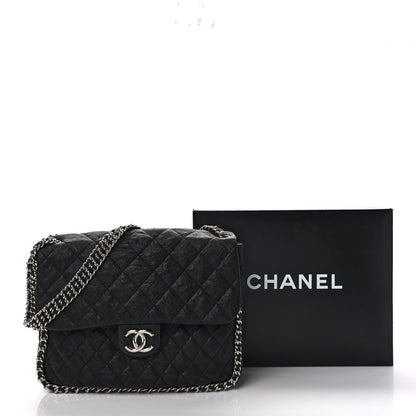 Chanel Washed Lambskin Quilted Maxi Chain Around Flap Black 9 of 9