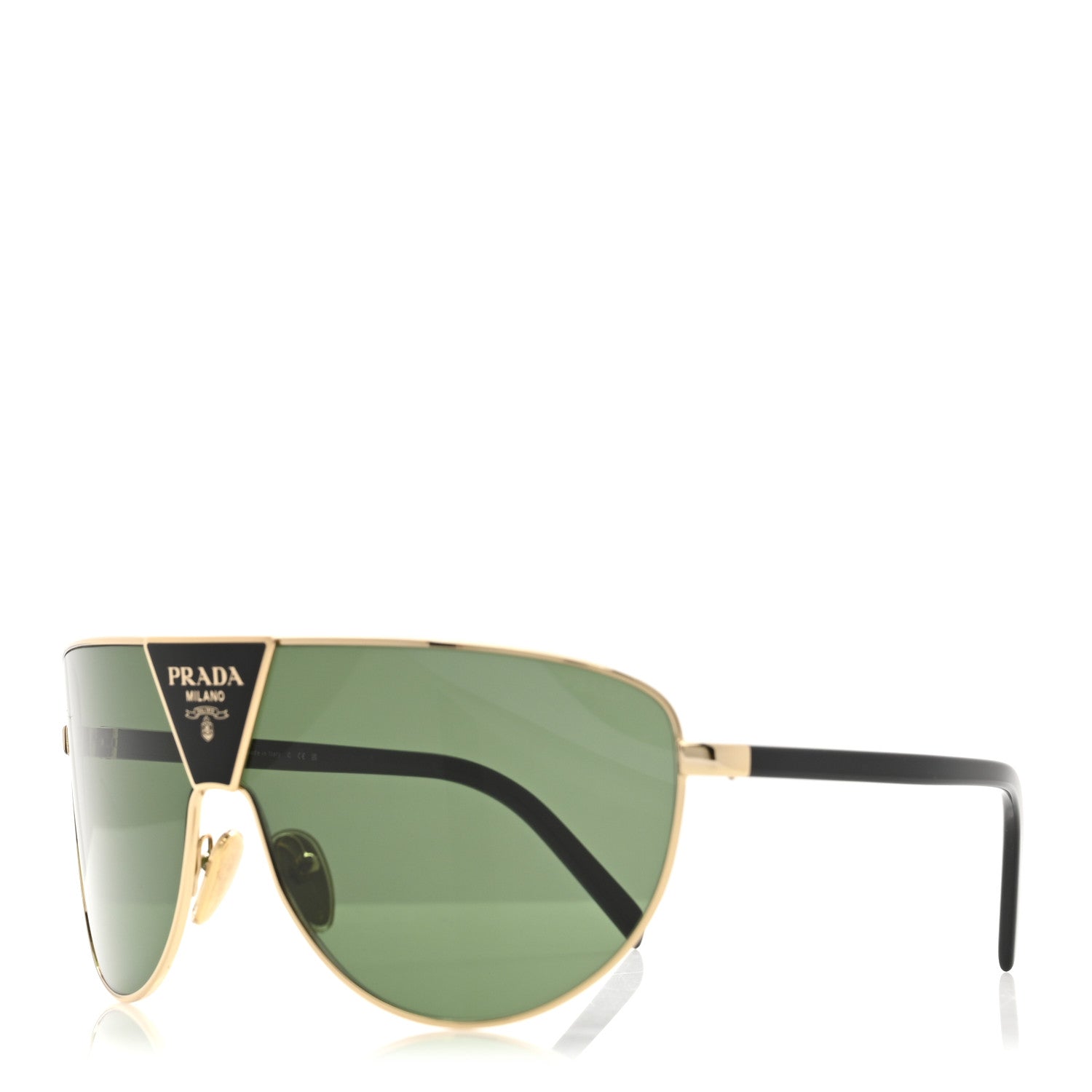 PRADA オルゴール　未使用 Prada Metal Shield Sunglasses SPR 69Z Gold Green 1778193