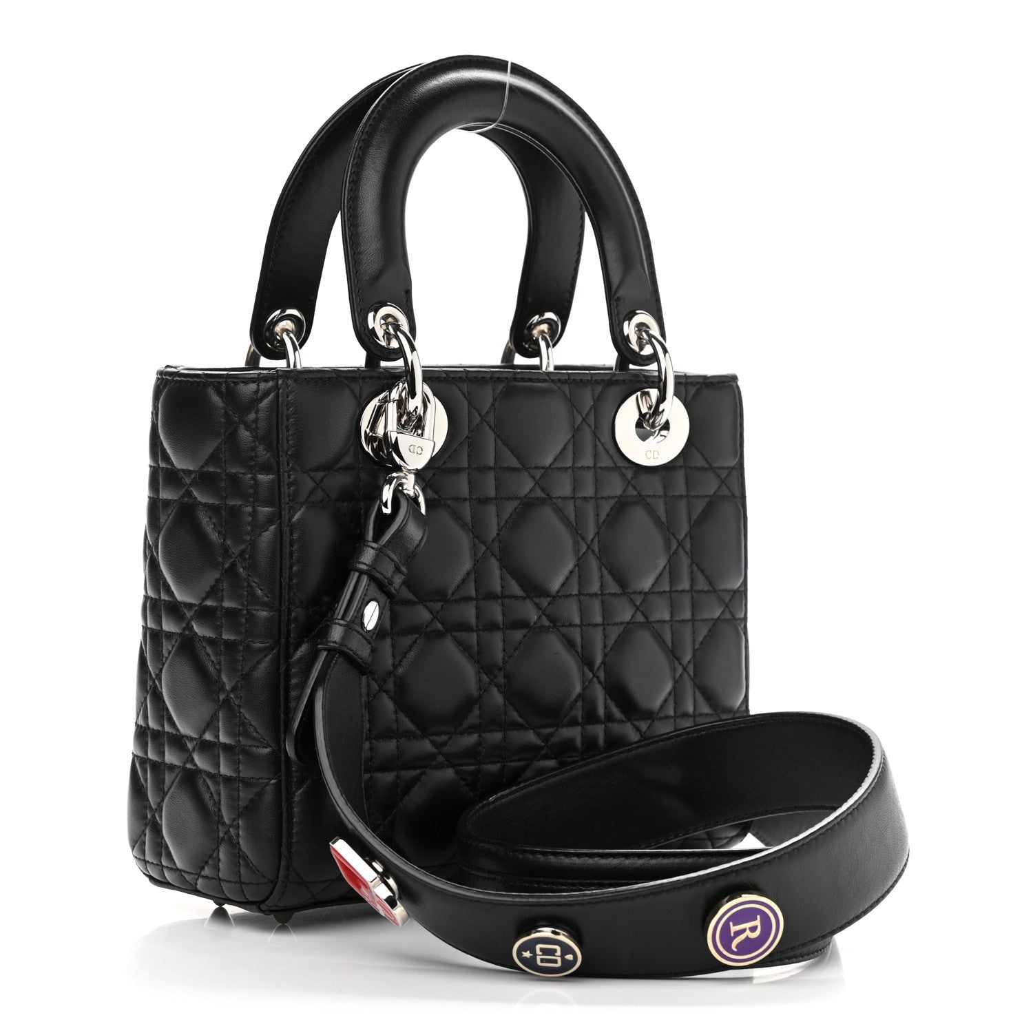 Christian Dior Lambskin Cannage Small Lucky Badges My Lady Dior Black 2 of 9
