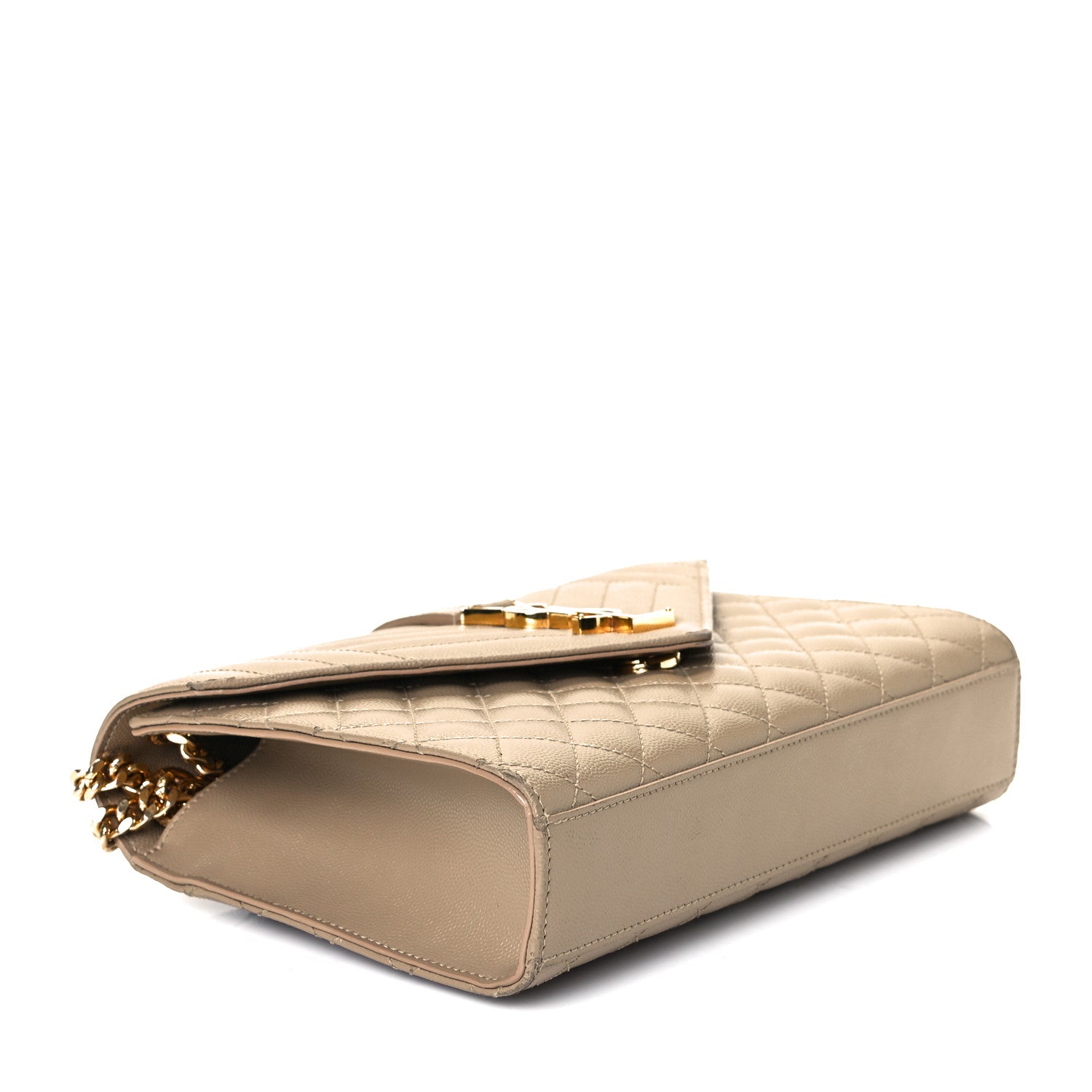 Saint Laurent Grain De Poudre Textured Mixed Matelasse Medium Triquilt Monogram Satchel Latte Cream 4 of 13