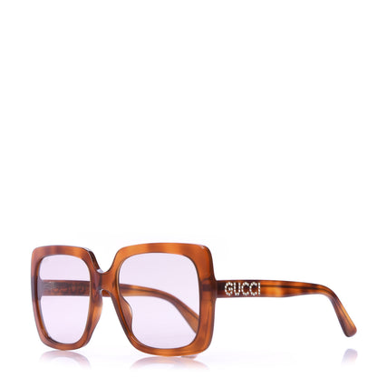 Gucci Square Frame Crystal Sunglasses GG 0418S Tortoiseshell 1 of 8