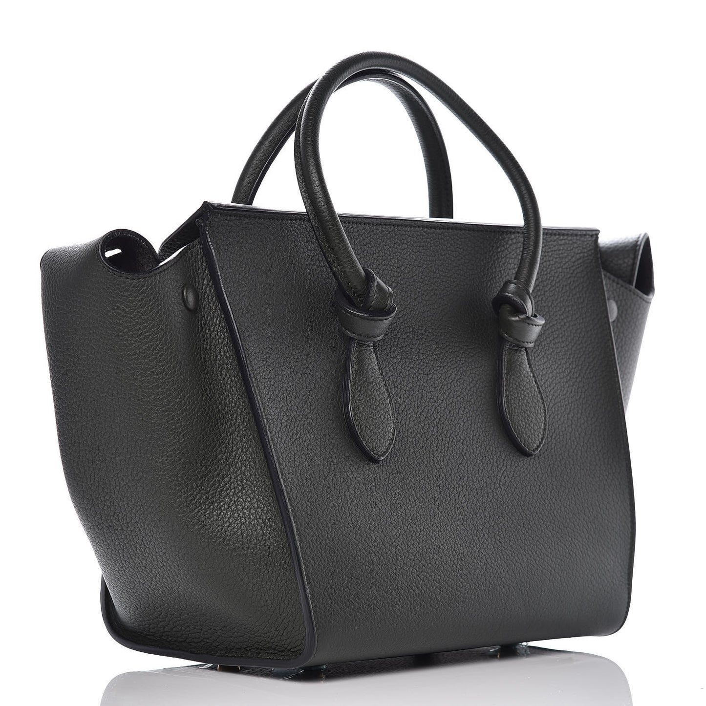 Grained Calfskin Small Tie Knot Tote Anthracite