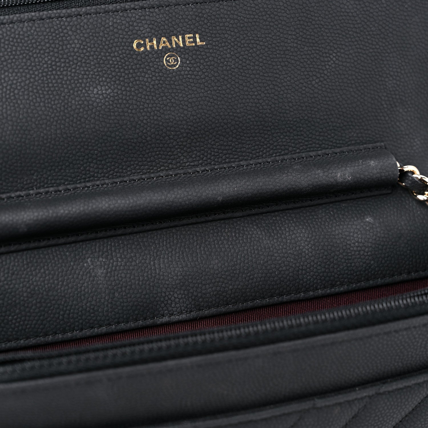 Chanel Caviar Chevron Quilted Wallet On Chain WOC Black 11 of 13