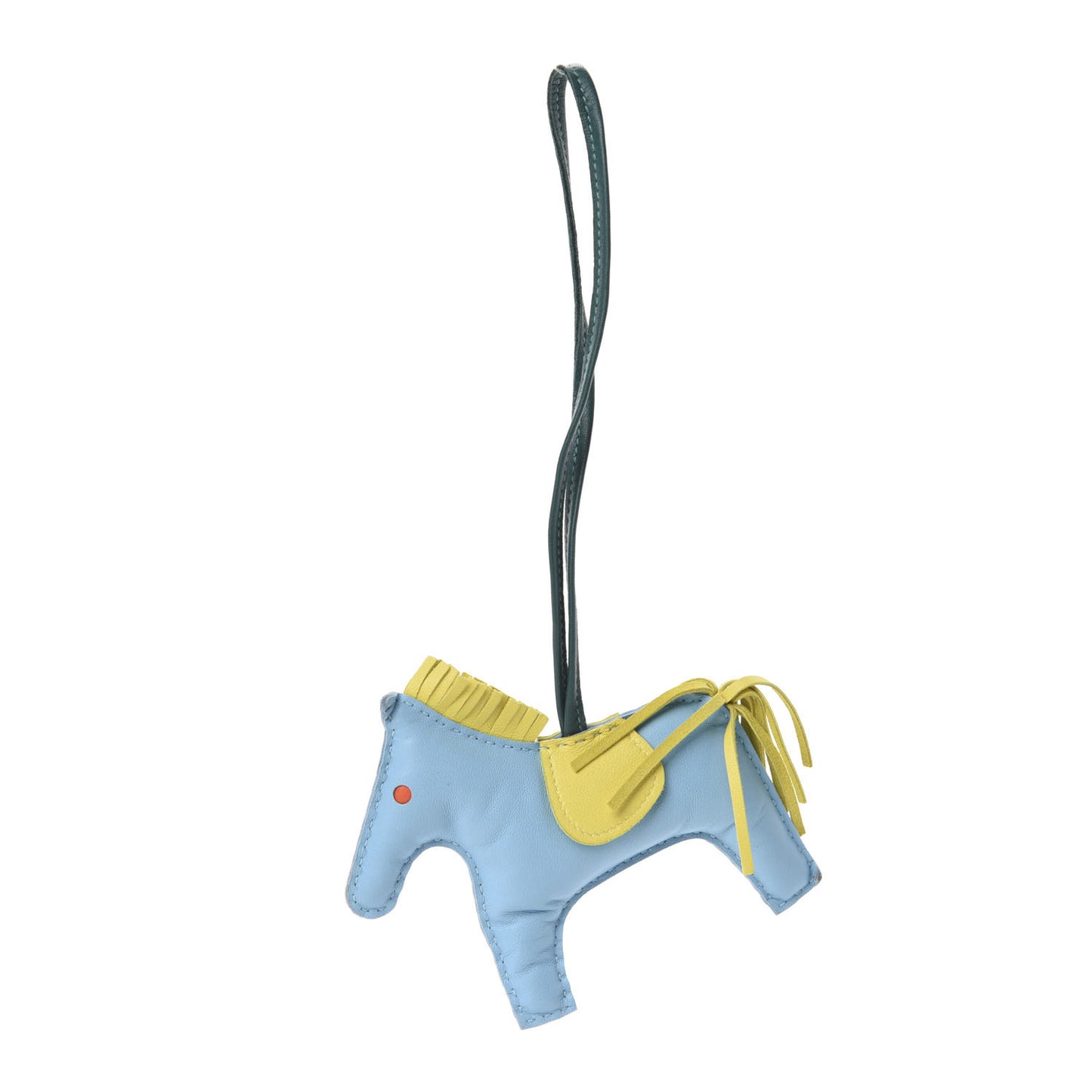 Milo Lambskin Grigri Rodeo Horse Bag Charm MM Bleu Celeste Lime Malachite