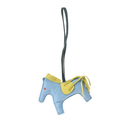 Hermes Milo Lambskin Grigri Rodeo Horse Bag Charm MM Bleu Celeste Lime Malachite 1 of 5