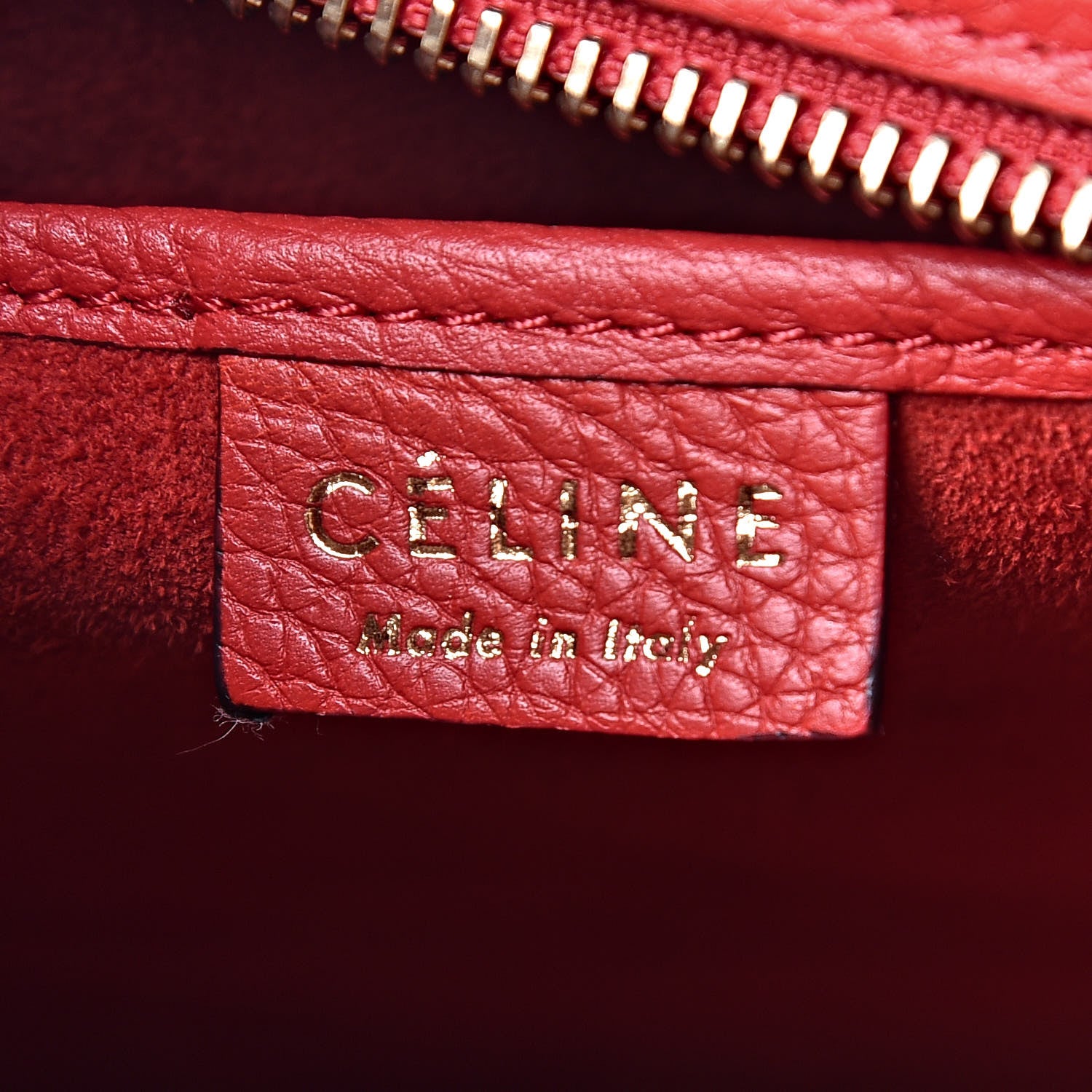 Celine Drummed Calfskin Nano Luggage Red 7 of 11