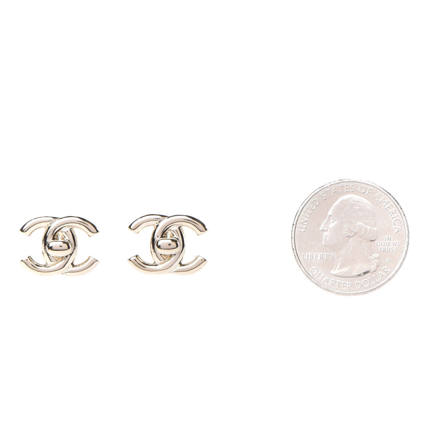 Metal CC Turnlock Earrings Gold