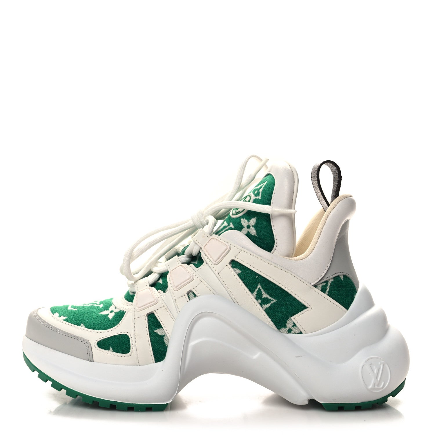 Louis Vuitton Jacquard Velvet Monogram LV Archlight Sneakers 36 White Vert 1 of 8