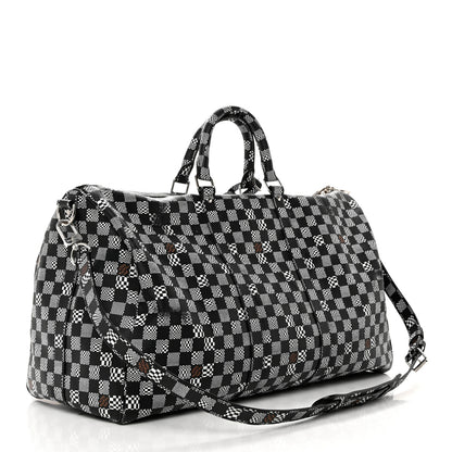 Louis Vuitton Damier Distorted Keepall Bandouliere 50 Black White 2 of 10