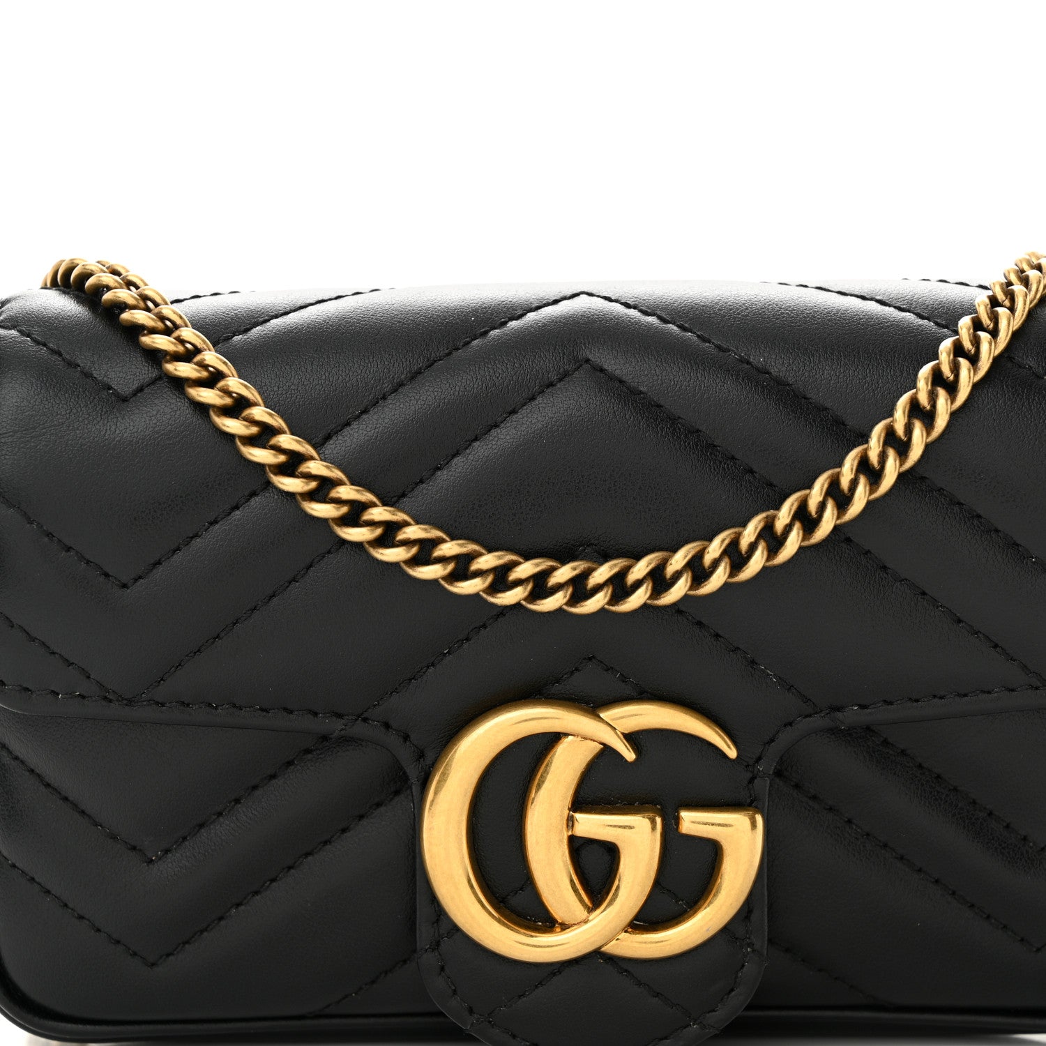 Gucci Calfskin Matelasse Super Mini GG Marmont Shoulder Bag Black 8 of 11