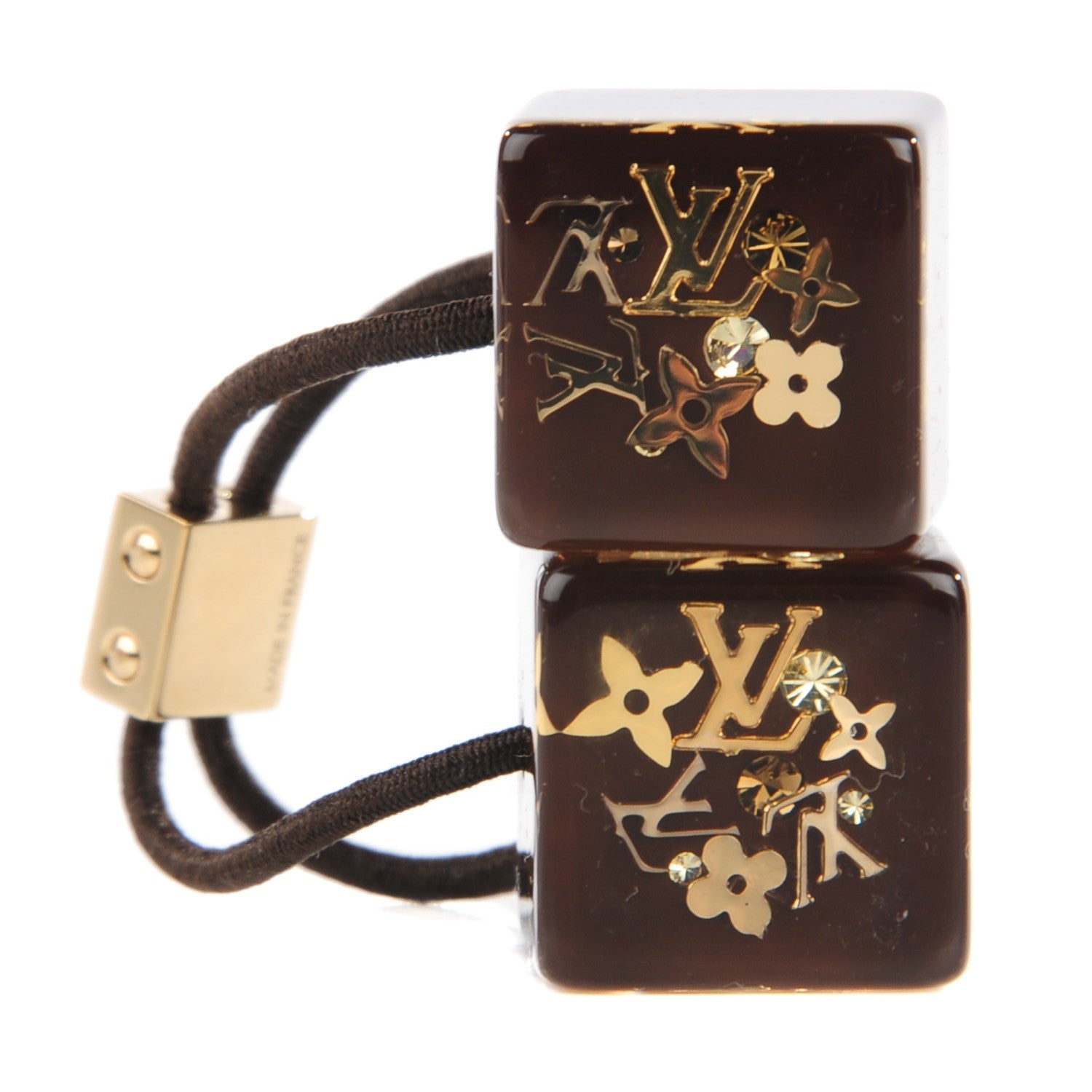 Louis Vuitton Swarovski Crystal Resin Inclusion Hair Cubes Marron 1 of 5
