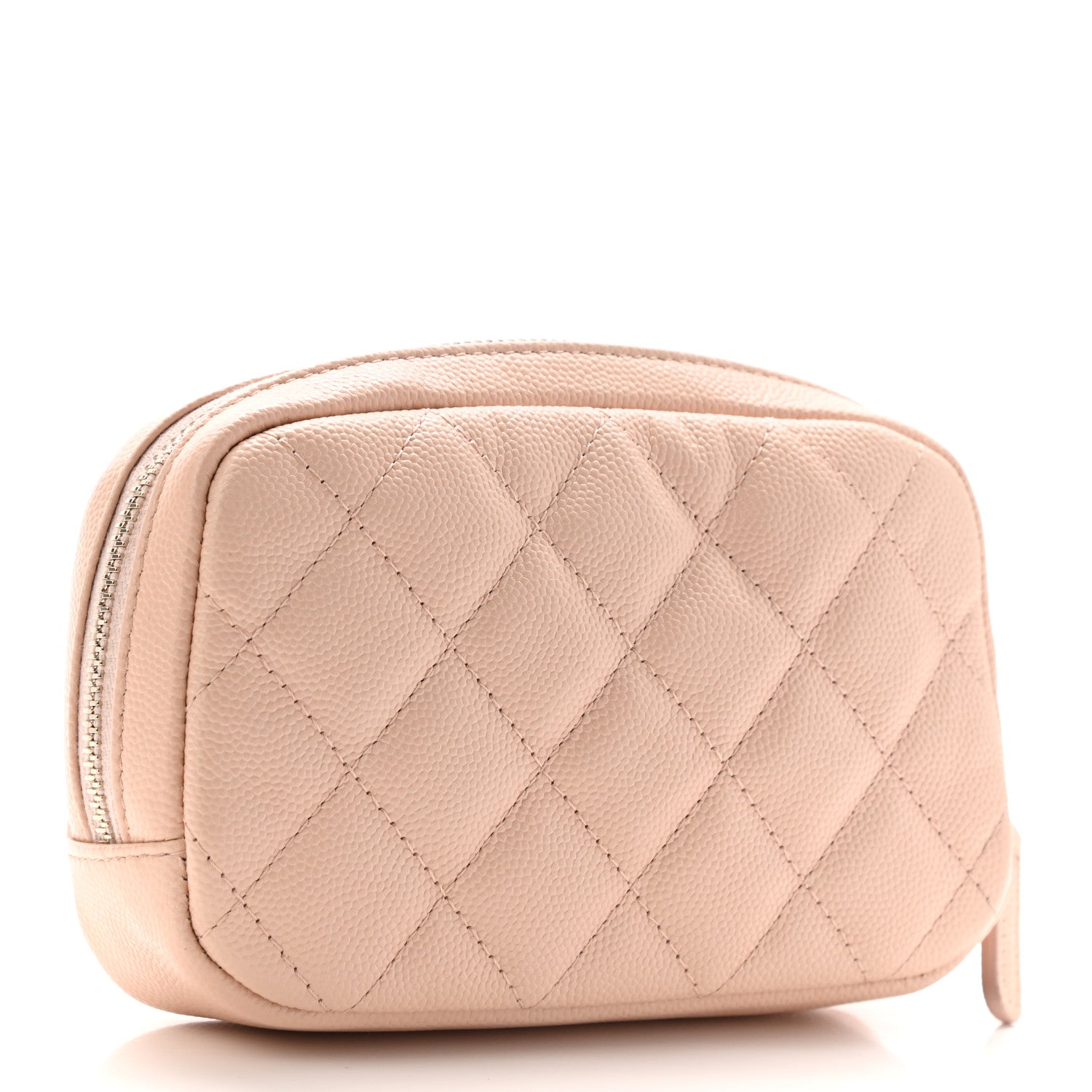 Chanel Caviar Quilted Small Curvy Pouch Cosmetic Case Beige 3 of 7