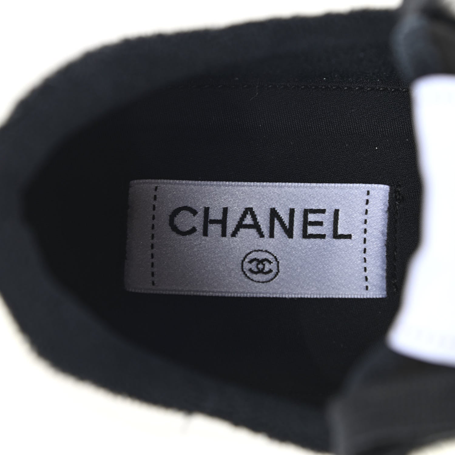 Chanel Grained Calfskin Fabric Womens Logo Sneakers 40.5 White Black 7 of 8