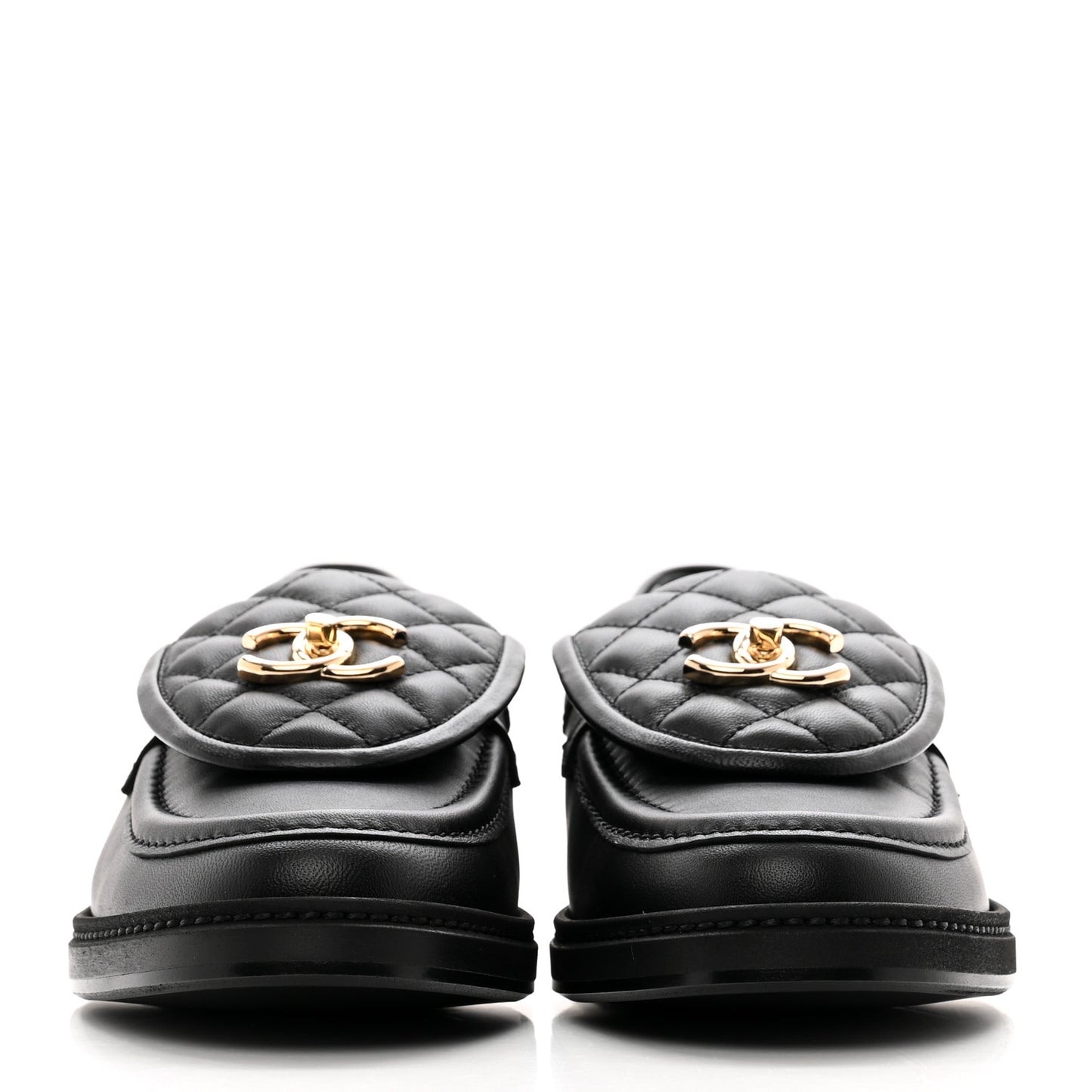 Lambskin Quilted CC Turnlock Loafers 39.5 Black