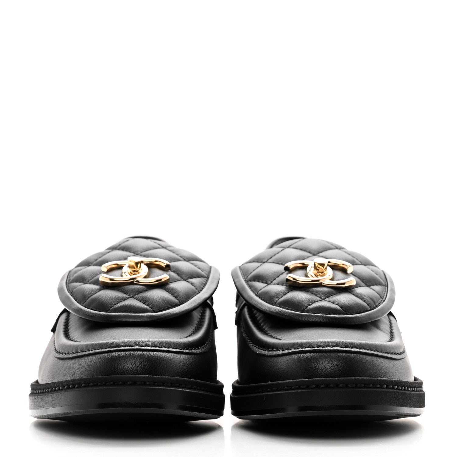 Chanel Lambskin Quilted CC Turnlock Loafers 39.5 Black 2 of 9