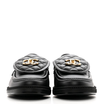 Chanel Lambskin Quilted CC Turnlock Loafers 39.5 Black 2 of 9