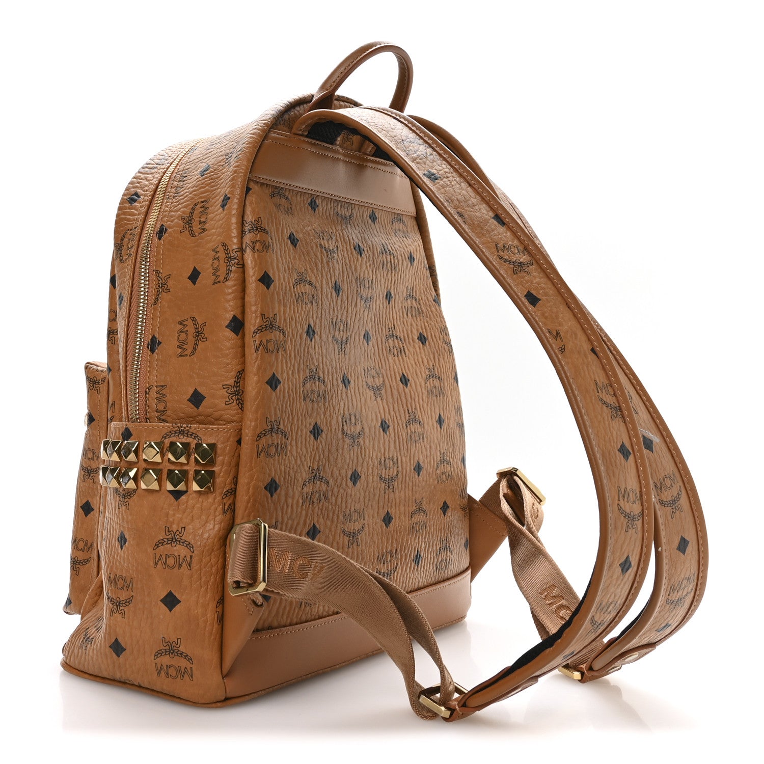 MCM Visetos Small Side Stud Stark Backpack Cognac 2 of 11
